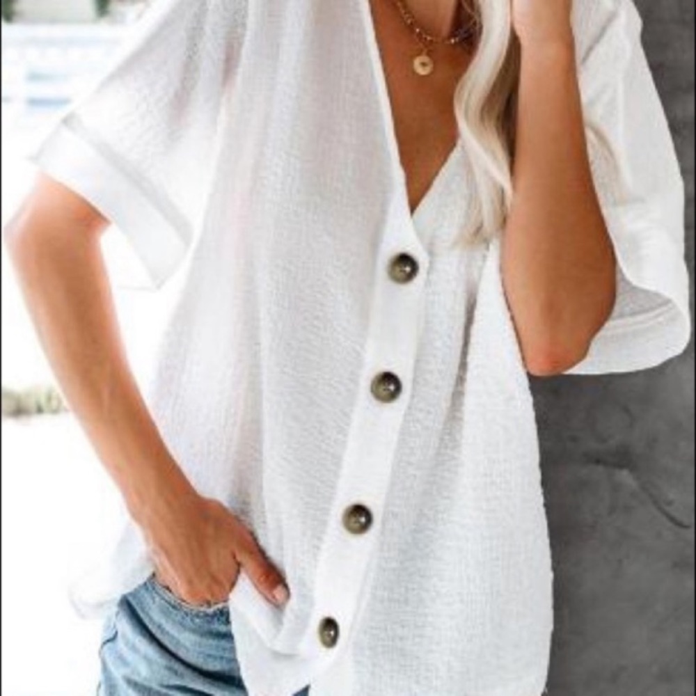 New White Button Down Top